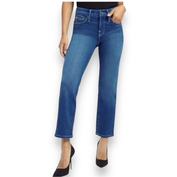 Good American Good Petite Straight Leg Jeans Denim Sz 14 /32 Blue383 - Picture 1 of 7